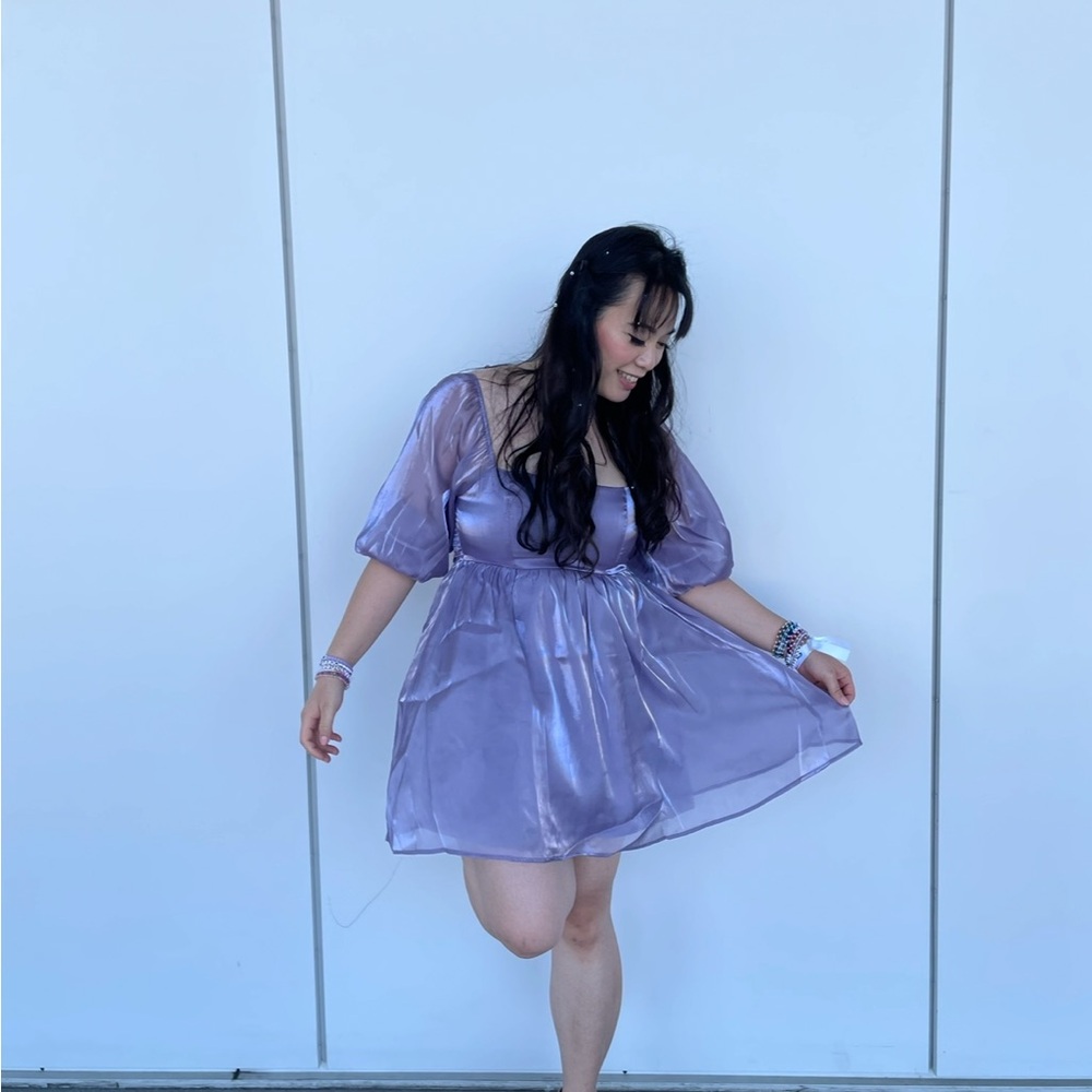 thirty thirty | lavender shimmer babydoll dress